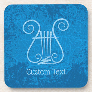 Blue Lyre Background Coaster