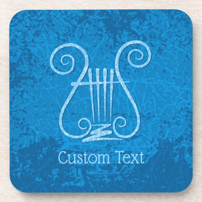 Blue Lyre Background Coaster (Front)