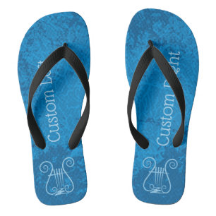 Blue Lyre Background Flip Flops