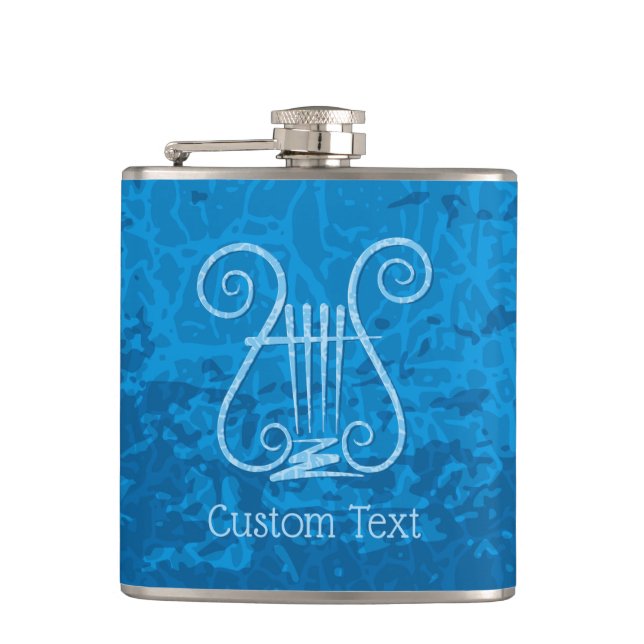 Blue Lyre Background Hip Flask (Front)