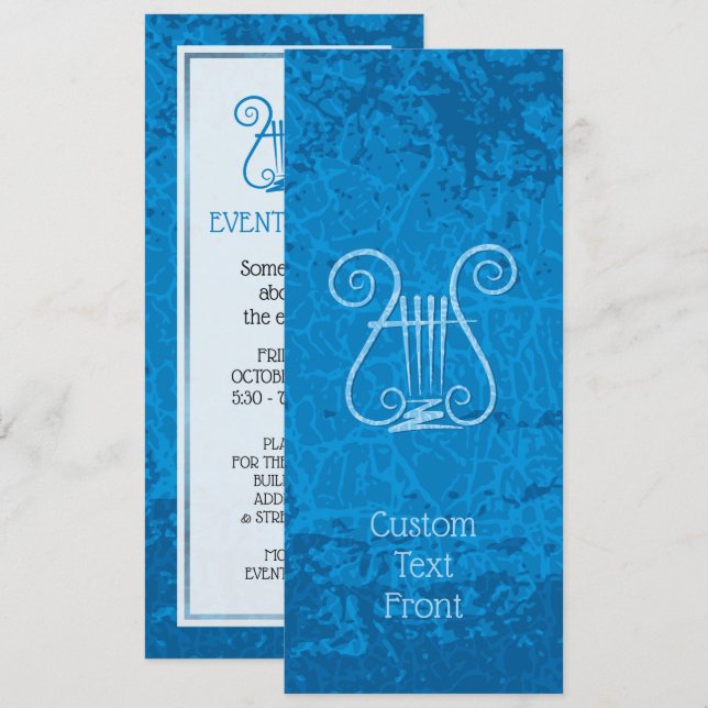 Blue Lyre Background Invitation (Front/Back)