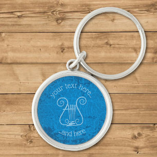 Blue Lyre Background Keychain