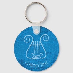 Blue Lyre Background Keychain