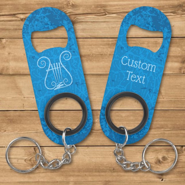 Blue Lyre Background Keychain Bottle Opener (Creator Uploaded)