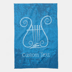Blue Lyre Background Kitchen Towel