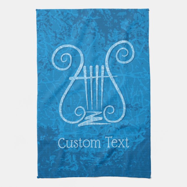 Blue Lyre Background Kitchen Towel (Vertical)