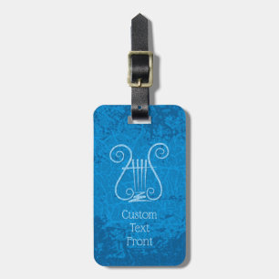 Blue Lyre Background Luggage Tag