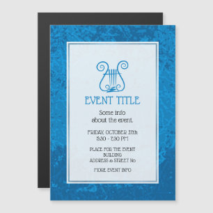 Blue Lyre Background Magnetic Invitation