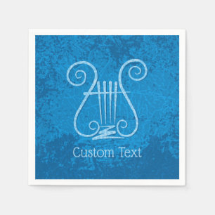 Blue Lyre Background Napkin