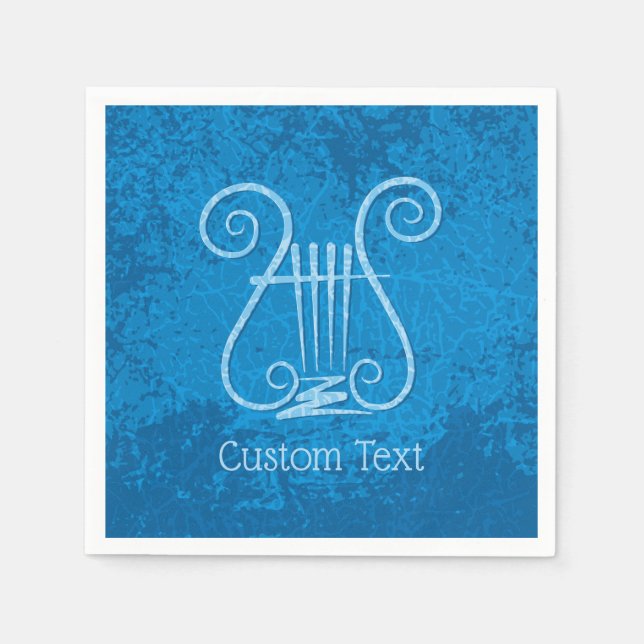 Blue Lyre Background Napkin (Front)