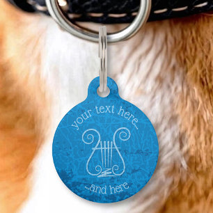Blue Lyre Background Pet Tag