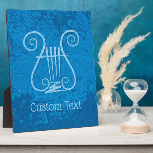Blue Lyre Background Plaque
