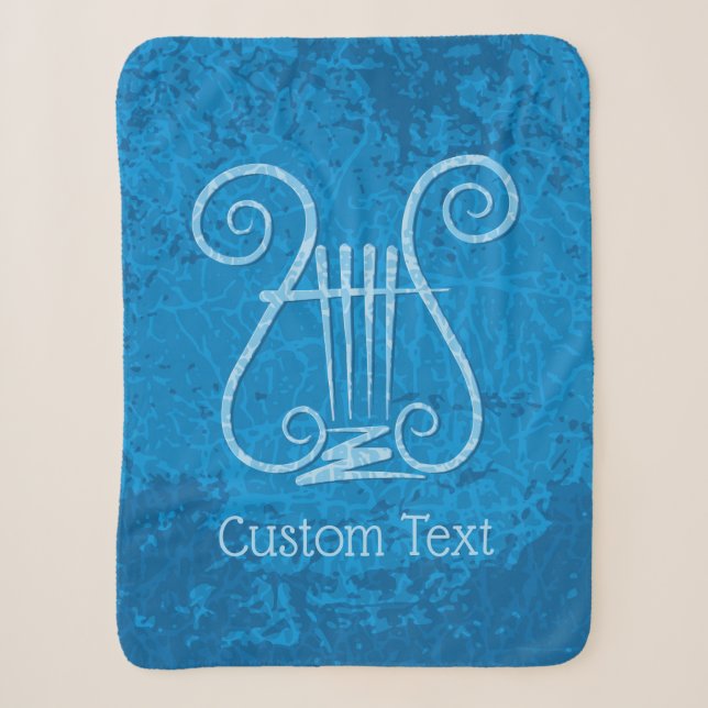 Blue Lyre Background Sherpa Blanket (Front)