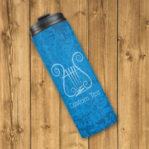 Blue Lyre Background Thermal Tumbler