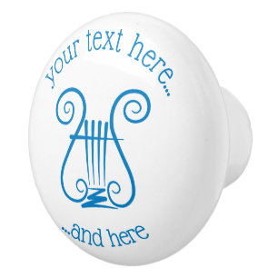 Blue Lyre Ceramic Knob