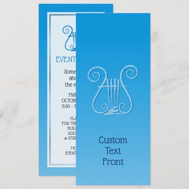 Blue Lyre Invitation (Front/Back)