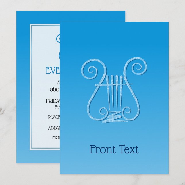 Blue Lyre Invitation (Front/Back)