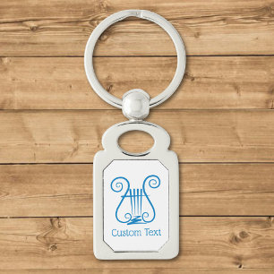 Blue Lyre Keychain