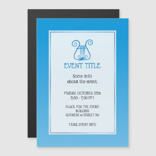 Blue Lyre Magnetic Invitation