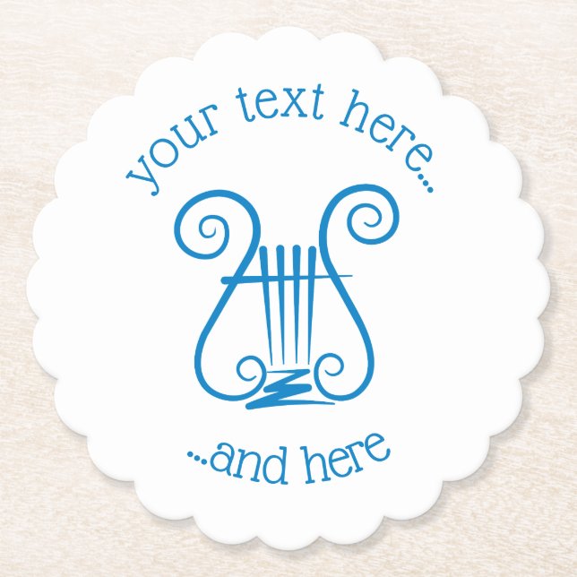 Blue Lyre Paper Coaster (Front)