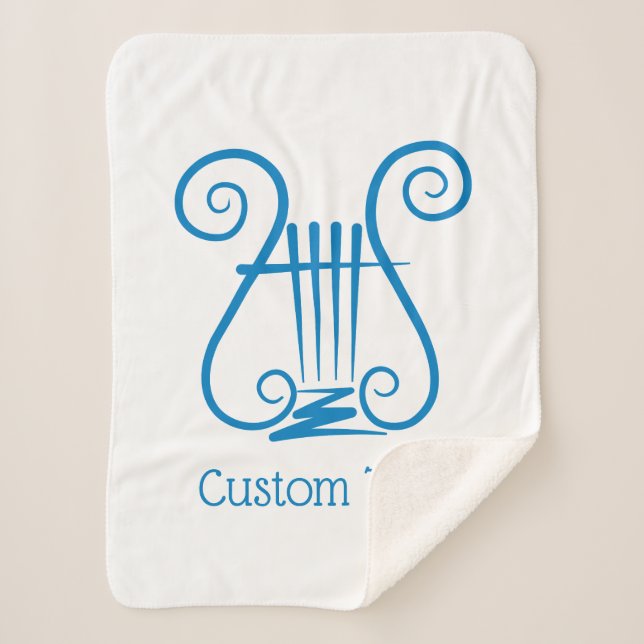 Blue Lyre Sherpa Blanket (Front)