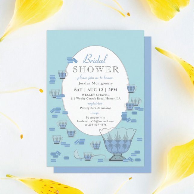 Blue Macarons & Crystal Punch Set Bridal Shower Invitation (Creator Uploaded)