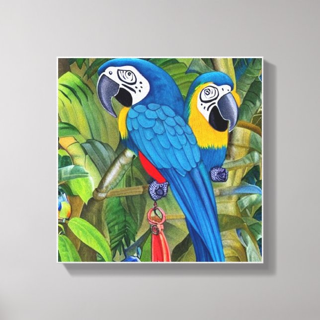 Blue macaws canvas print (Front)