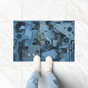 Blue Machinery Mechanical Robotic Funny Cool Geeky Doormat