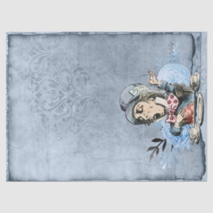Blue Mad Hatter Alice in Wonderland Decoupage Tissue Paper