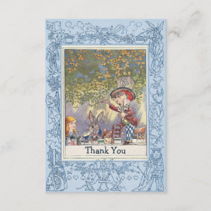 Blue Mad Hatter's Wonderland Tea Party Thank You Card