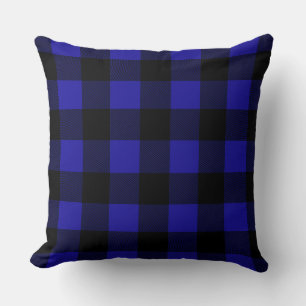 Blue/Magenta Buffalo Design Plaid Pillow
