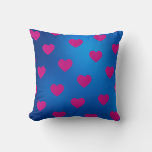 Blue Magenta Cozy Modern Romantic Chic Heart  Throw Pillow
