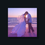 Blue Magenta Gradient Overlay Wedding Photo Canvas Print<br><div class="desc">A destination wedding or island honeymoon photo. 
Add your own personalized text to create a personal touch. 
You can change the opacity setting over the blue to magenta pink ombre overlay.</div>