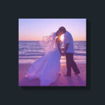 Blue Magenta Gradient Overlay Wedding Photo Canvas Print<br><div class="desc">A destination wedding or island honeymoon photo. 
Add your own personalized text to create a personal touch. 
You can change the opacity setting over the blue to magenta pink ombre overlay.</div>