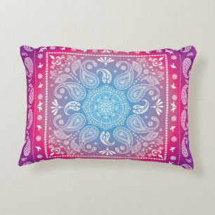 Blue Magenta Paisley Design-1 accent pillow