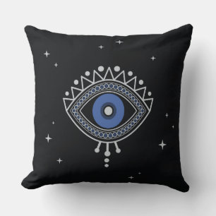 Blue magic eye in dark night with stars throw pillow