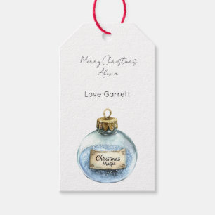 Blue Magic Ornament Red Stripes Christmas Gift Tags