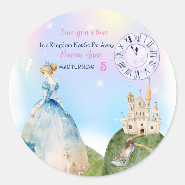 Blue magic Princess Birthday  Classic Round Sticker (Front)