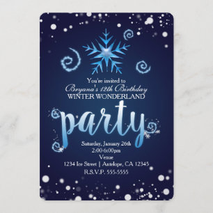 Blue Magic Swirls Winter Wonderland Invitations