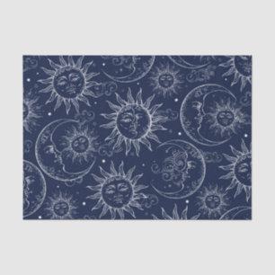 Blue Magic Vintage Celestial Sun Moon Stars Tissue Paper