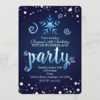Blue Magical Swirls Winter Wonderland Invitations