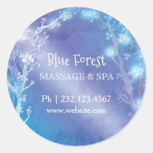 Blue Magical Trees Business Label Sticker