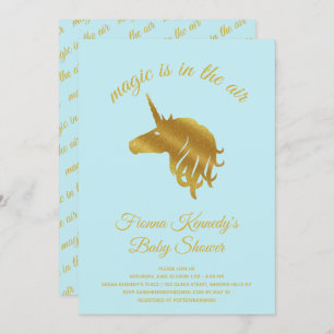 Blue Magical Unicorn Baby Shower Invitation