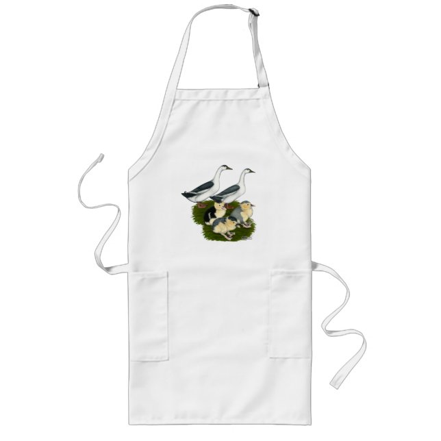 Blue Magpie Duck Family Long Apron (Front)