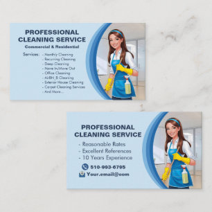 Blue Maid House Cleaning Services Janitorial Clean Business Card