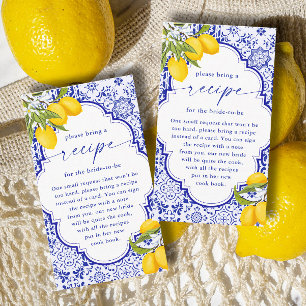 Blue Main Squeeze Bridal Shower Recipe Request Enclosure Card