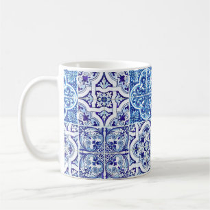 Blue Maiolica Tile Mug   Italian Ceramic Inspired
