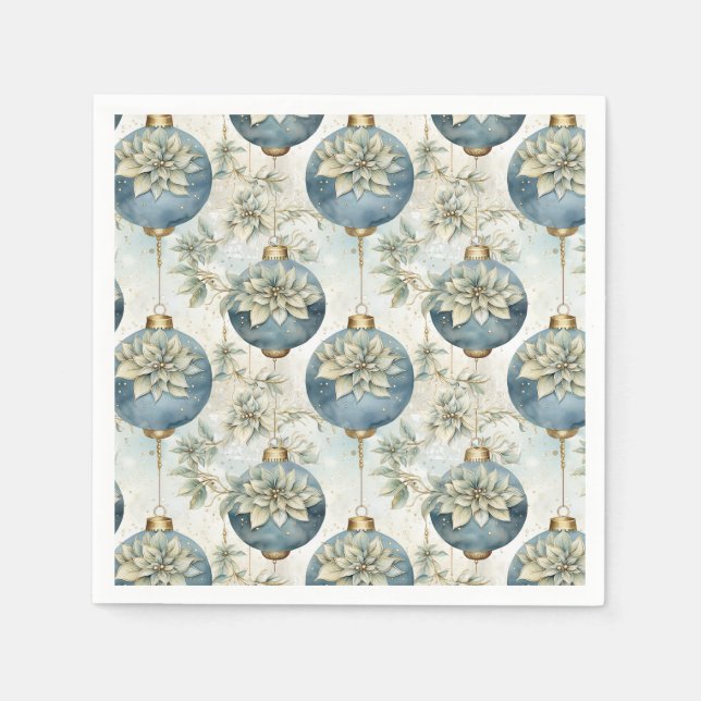 Blue Majesty Elegant Blue Gold Christmas Splendour Napkin (Front)