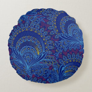 Blue Majesty Round Pillow