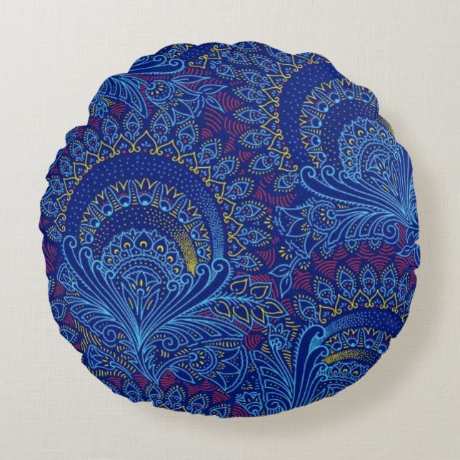 Blue Majesty Round Pillow (Front)